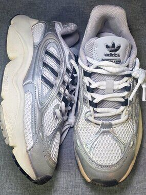 Adidas Ozmillen Silver White Running Sneakers Women's Size 5 With Box